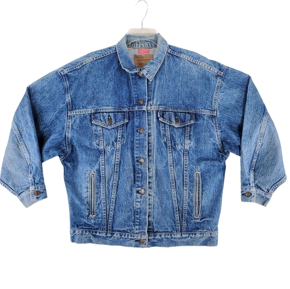 Vtg Levis Trucker Jacket Sz L Type III Blue Denim 77930-7206 Button USA Made 90s - Picture 13 of 15